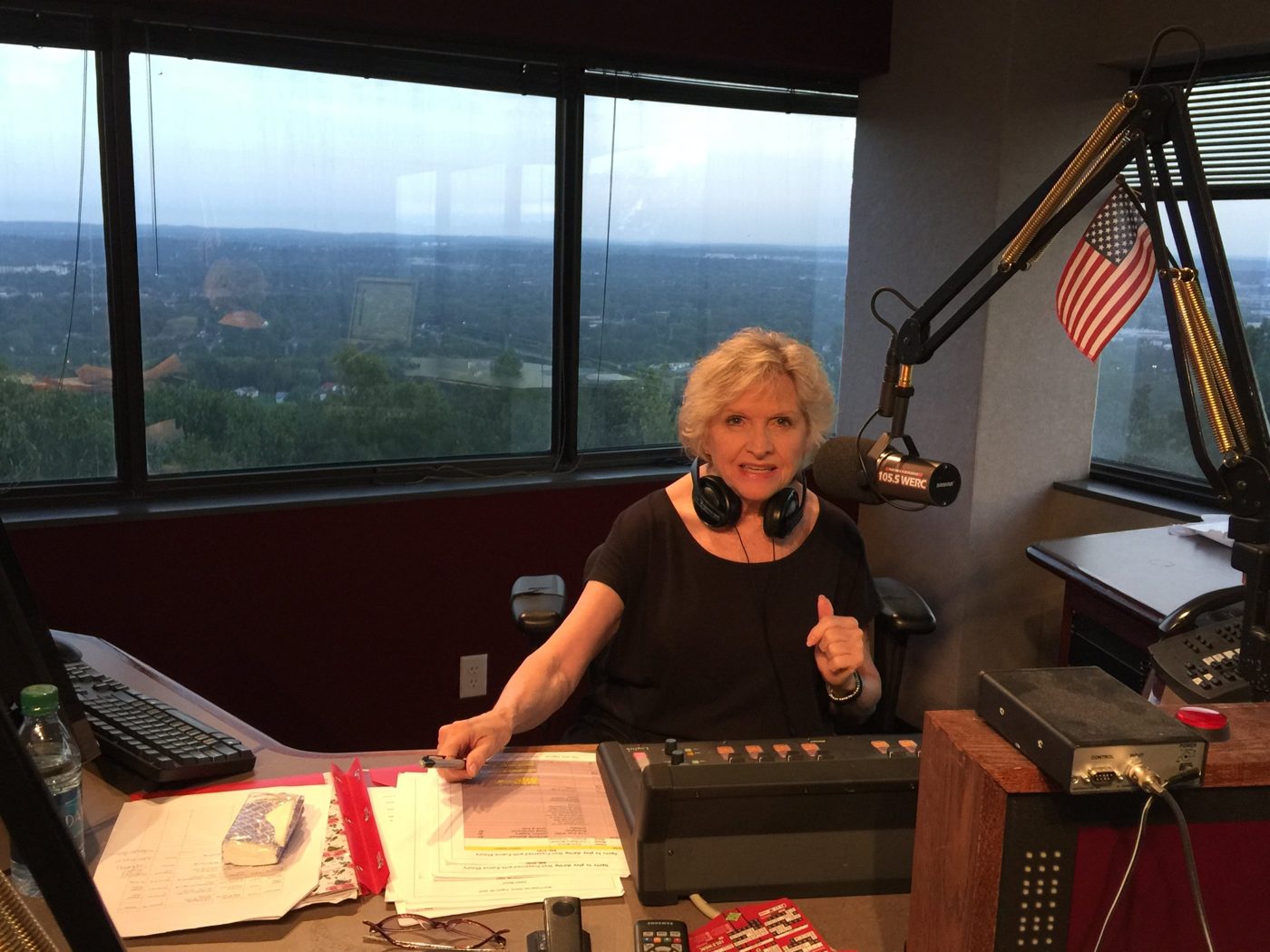 Eunice Khoury on the air at the studio microphone